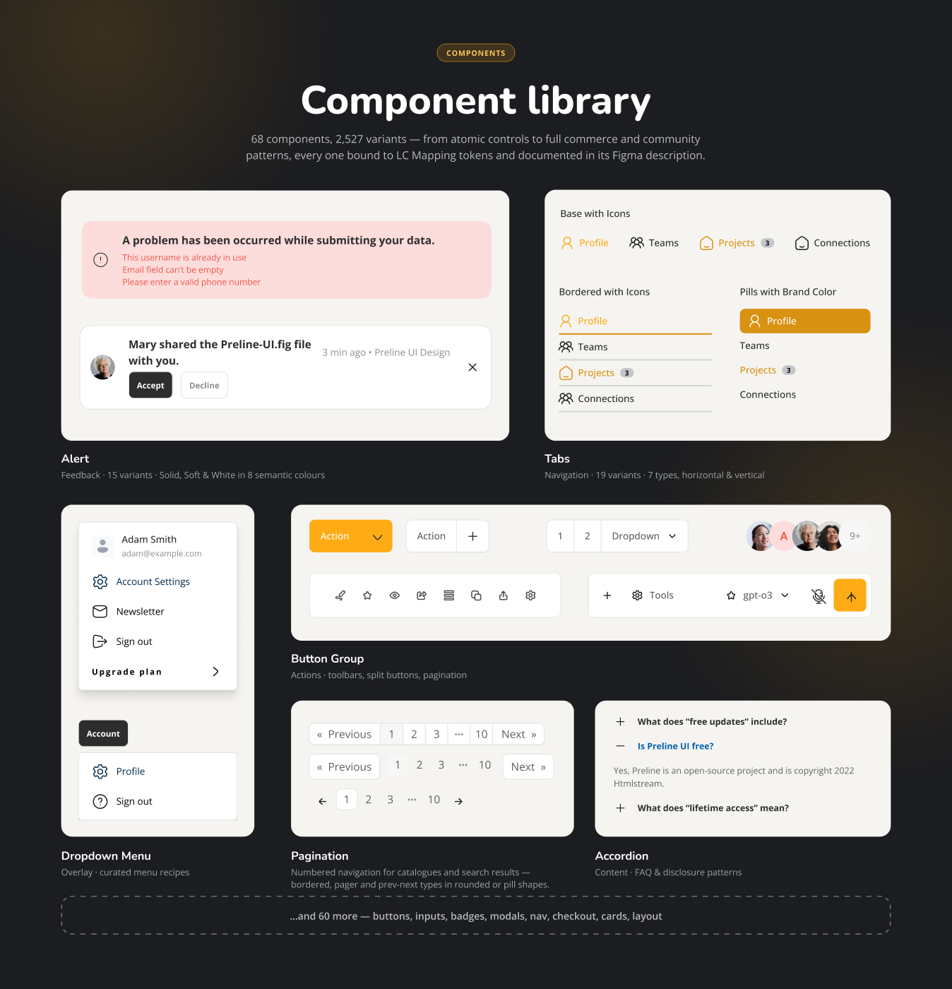 LoveCrafts component library section