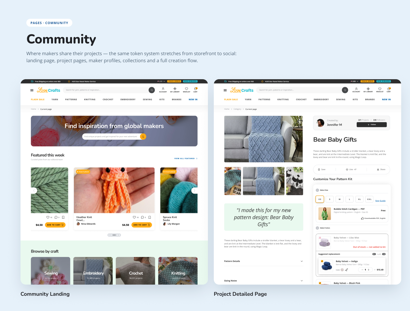 LoveCrafts community experience designs